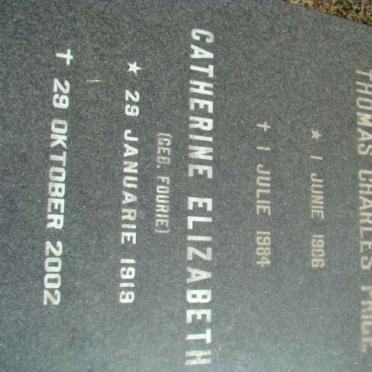 SMITH Thomas Charles Price 1906-1984 &amp; Catherine Elizabeth FOURIE 1919-2002