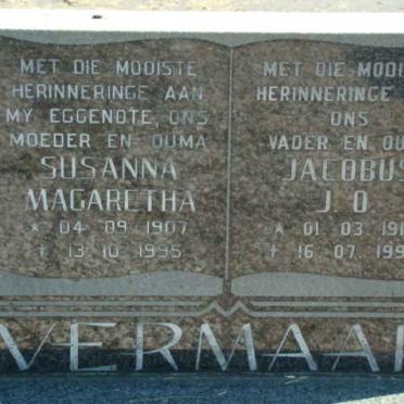 VERMAAK Jacobus J.O. 1913-1998 &amp; Susanna Magaretha 1907-1995