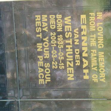 WESTHUIZEN Ernnah, van der 1935-2001