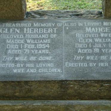 WILLIAMS Glen Herbert -1954 &amp; Madge -1984