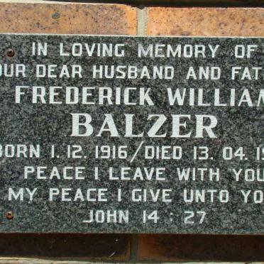 BALZER Frederick William 1916-1996