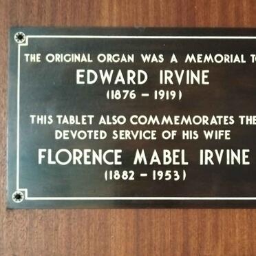 IRVINE Edward 1876-1919 & Florence Mabel 1992-1953