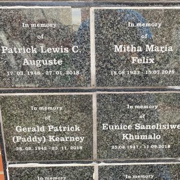 KEARNEY Gerald Patrick 1942-2018 :: KHUMALO Eunice Sanelisiwe 1947-2018