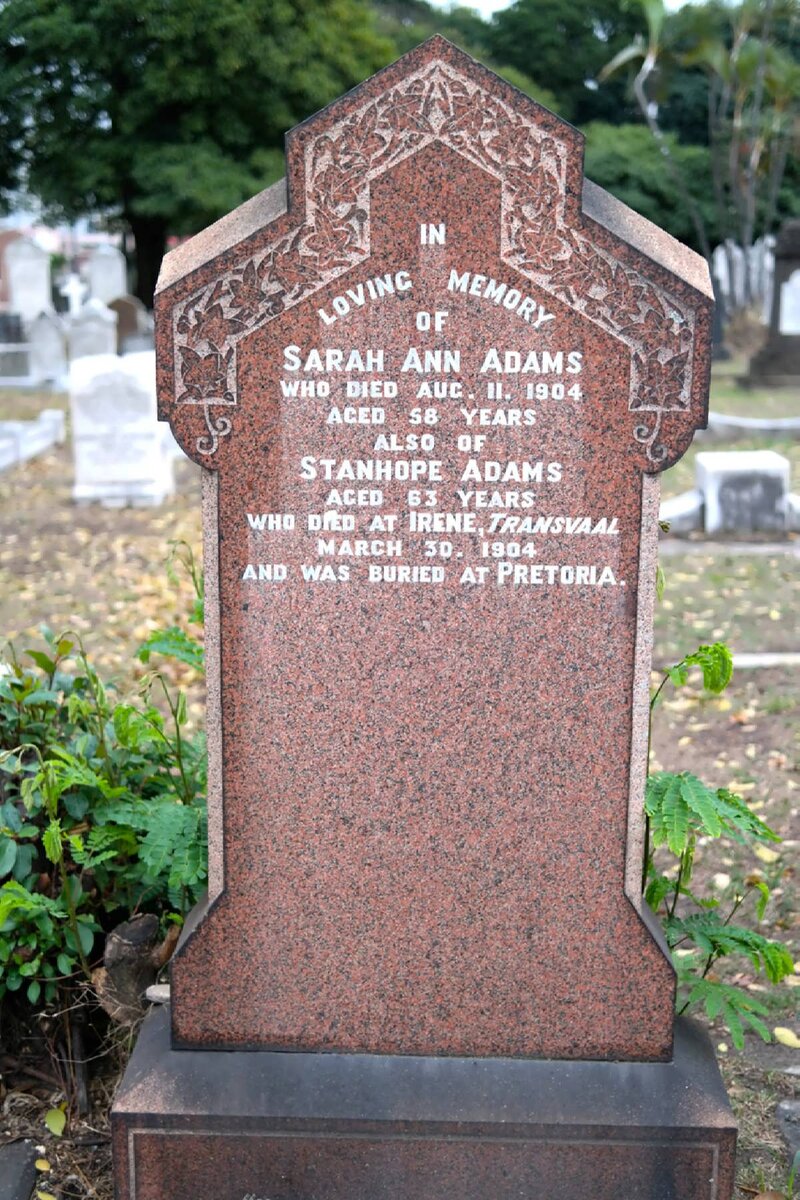 ADAMS Stanhope -1904 &amp; Sarah Ann -1904