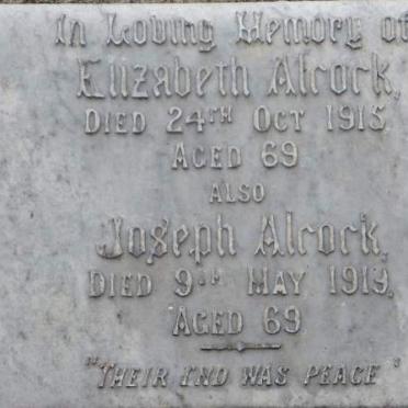 ALCOCK Joseph -1919 &amp; Elizabeth -1915