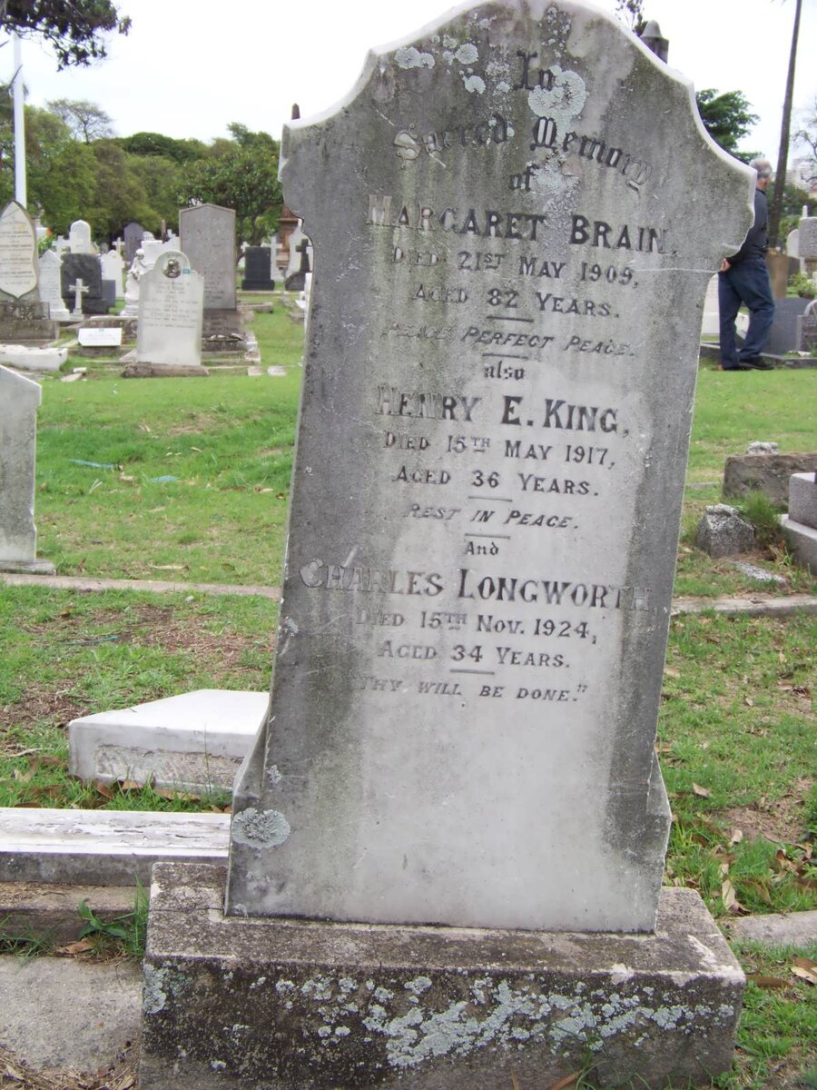 BRAIN Margaret -1909 :: KING Henry E. -1917 :: LONGWORTH Charles -1924