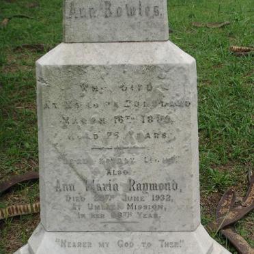 BOWLES Ann  -1899 :: RAYMOND Ann Maria -1932