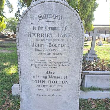 BOLTON John -1920 & Harriet Jane -1913
