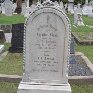 BURMAN T.A. -1909 &amp; Caroline Sarah -1898