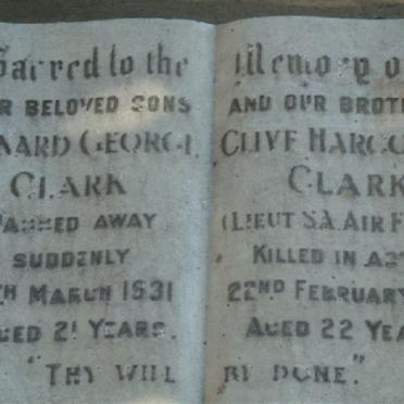 CLARK Bernard George -1931 :: CLARK Clive Harcourt -1944