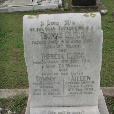 CLEGG Thomas -1914 &amp; Theresa -1931 :: CLEGG Tommy -18?7 :: ROBSON Aileen nee CLEGG -1934