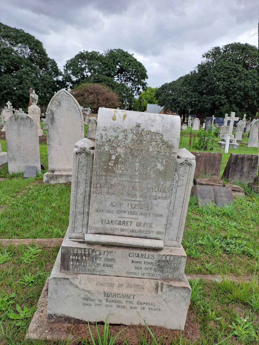 CAPELL Samuel William 1856-1912 & Margaret -1930 :: CAPELL John Howard 1880-1882 :: CAPELL Samuel William Thomas 1910-1912 :: CAPELL John Howard 1900-1901 :: CAPELL Margaret Olive 1893-1894 :: CAPELL Ernest Henry 1889-1903 :: CAPELL Charles Warren 1902-1930                                                                                         