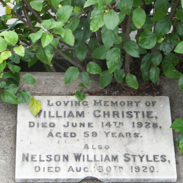 CHRISTIE William -1928 :: STYLES Nelson William -1920