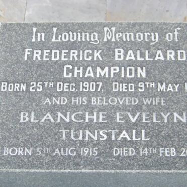 CHAMPION Frederick Ballard 1907-1986 &amp; Blanche Evelyn Tunstall 1915-2007