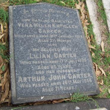 CARTER Arthur John -1956 &amp; Lilian -1950  :: CARTER Vera Helen Kathleen -1912