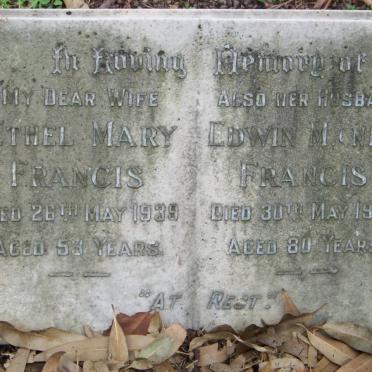 FRANCIS Edwin M. -1965 &amp; Ethel Mary -1939