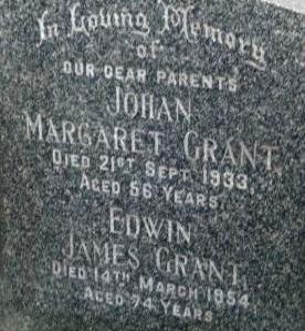 GRANT Edwin James -1954 &amp; Johan Margaret -1933