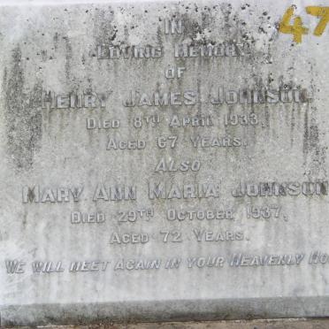 JOHNSON Henry James -1933 &amp; Mary Ann Maria -1937