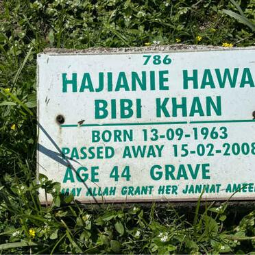 KHAN Hajianie Hawa Bibi 1963-2008