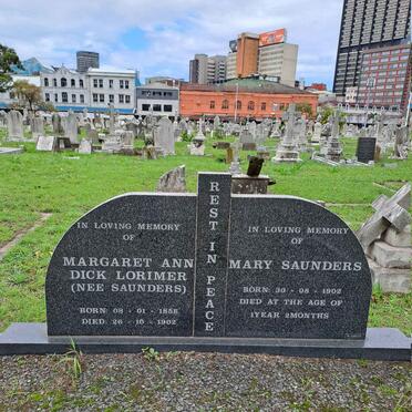 LORIMER Margaret Ann Dick nee SAUNDERS 1858-1902 :: SAUNDERS Mary 1902-1902