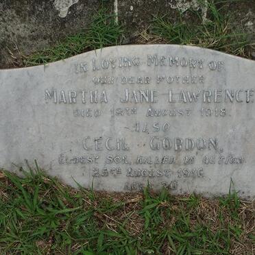 LAWRENCE Martha Jane  -1918 :: LAWRENCE Cecil Gordon  -1916