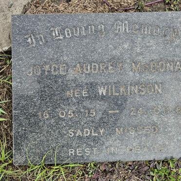 MCDONALD Joyce Audrey nee WILKINSON 1915-1986