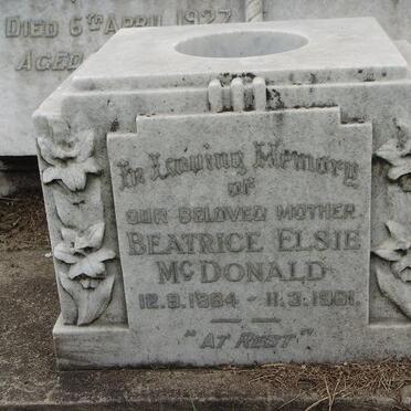 McDONALD Beatrice Elsie 1884-1961