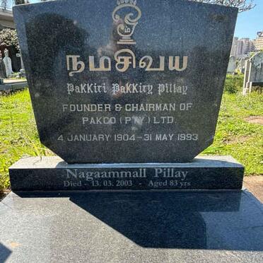 PILLAY Pakkiri Pakkiry 1904-1993 :: PILLAY Nagaammall -2003