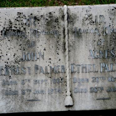 PALMER John Ernest 1867-1934 &amp; Agnes Ethel 1872-1945