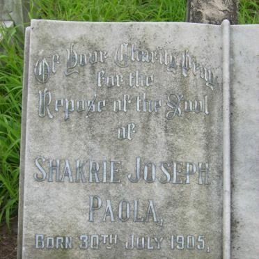 PAOLA Shakrie Joseph 1905-1968