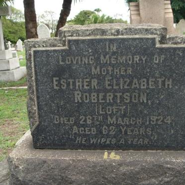 ROBERTSON Esther Elizabeth nee LOFT -1924
