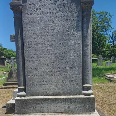 RICHARDSON John -1885 & Mary Ann -1880 :: ATKINSON William James -1931 & Cecilia Susan -1960 :: ATKINSON Harry Richardson -1870