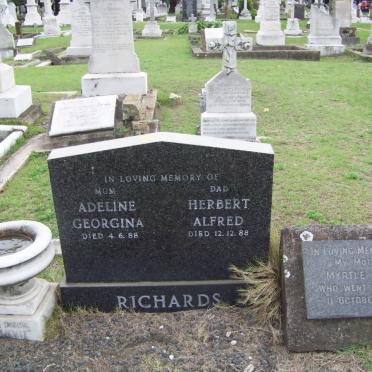 RICHARDS Herbert Alfred -1988 &amp; Adeline Georgina -1988 :: GORE Myrtle -1976