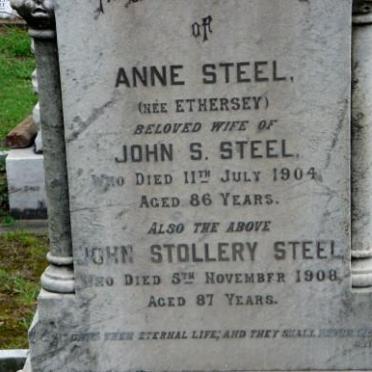 STEEL John Stollery -1908 &amp; Anne ETHERSEY -1904