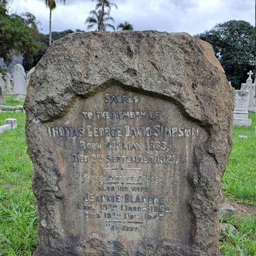 SIMPSON Thomas George David 1863-1921 & Jeannie Blanche 1882-1947