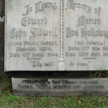 SIDWELL Edward John 1884-1944 :: HOLLOWAY Marion Ana nee SIDWELL 1919-1956