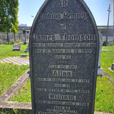 THOMSON James -1909 :: THOMSON Allan -1917 :: THOMSON William -1940 :: DARK Elizabeth Ann nee THOMSON -1958