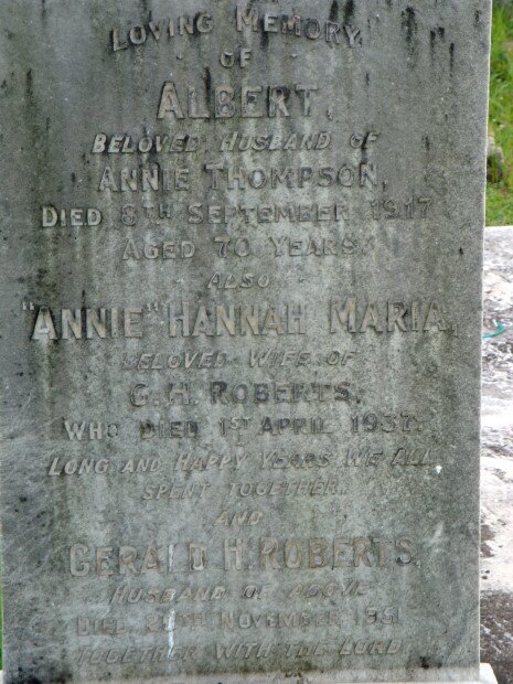 THOMPSON Albert -1917 :: ROBERTS Gerald H. 1951 &amp; Annie Hannah Maria -1937