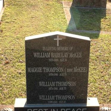 THOMPSON William 1871-1944 &amp; Maggie McKEE 1870-1940 :: THOMPSON William 1896-1948 :: McKEE William Barclay 1876-1910