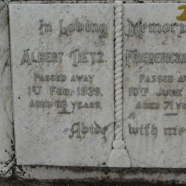 TIETZ Albert -1939 &amp; Friedericka -1937
