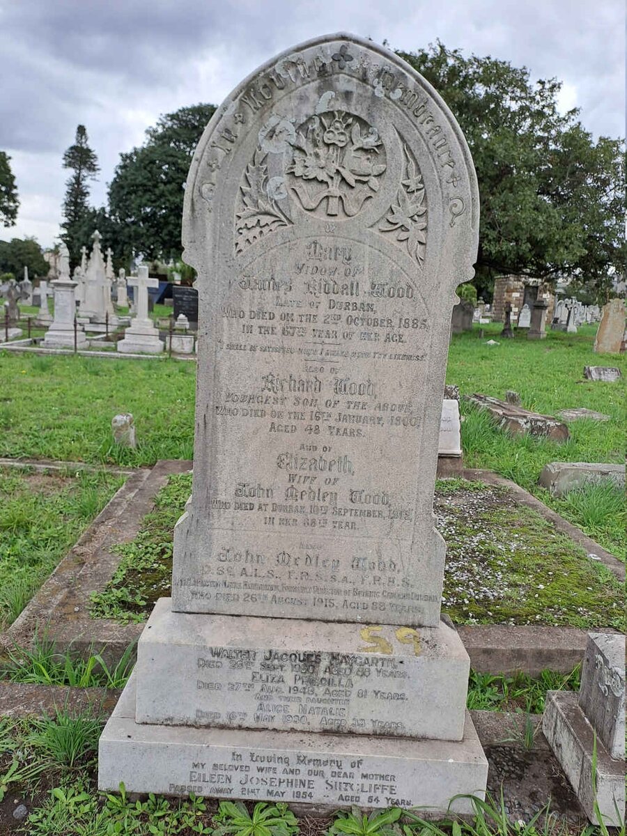 WOOD Mary -1885 :: WOOD Richard -1900 :: WOOD John Medley -1915 & Elizabeth -1912 :: HAYGARTH Walter Jacques -1950 & Eliza Priscilla -1948 :: HAYGARTH Alice Natalie -1930 :: SUTCLIFFE Eileen Josephine -1954