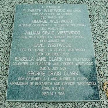 WESTWOOD George -1934 &amp; Elizabeth CRAIG -1897