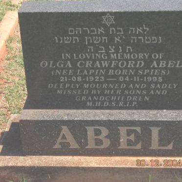 ABEL Olga Crawford previously LAPIN nee SPIES 1923-1995