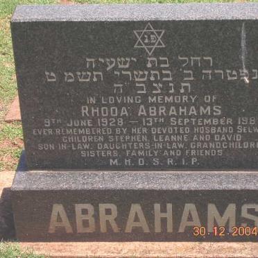 ABRAHAMS Rhoda 1928-1988