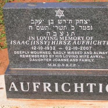 AUFRICHTIG Isaac Hirsz 1932-2007