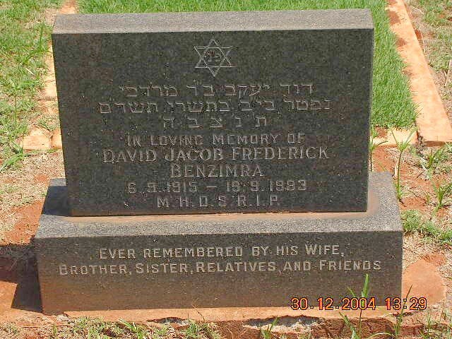 BENZIMRA David Jacob Frederick 1915-1983