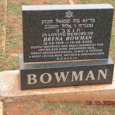 BOWMAN Bryna 1918-2002