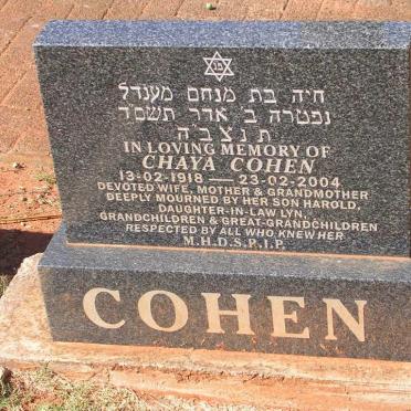 COHEN Chaya 1918-2004