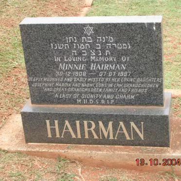 HAIRMAN Minnie 1908-1997