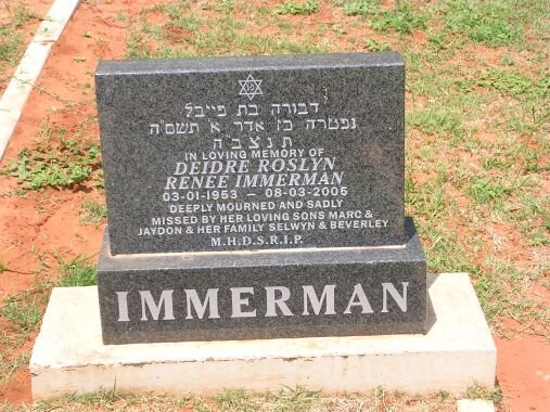 IMMERMAN Deidre Roslyn Renee 1953-2005